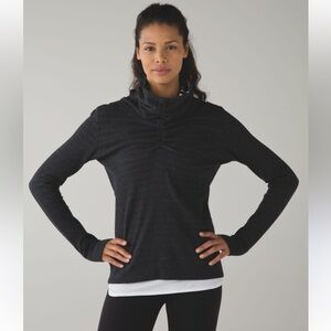 Lululemon in a cinch long sleeve tee heathered black stripe reversible cowl neck